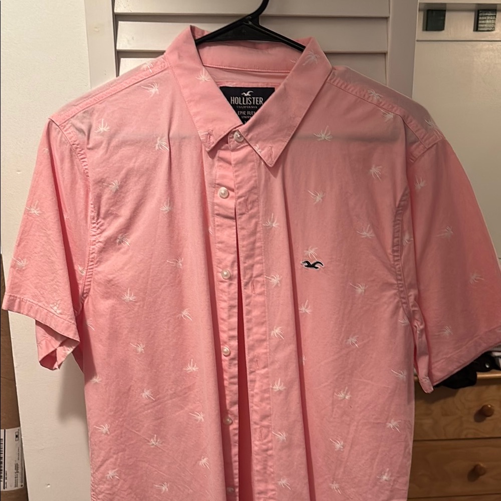 Hollister Pink Casual Button Down Shirt Lightweight Cotton